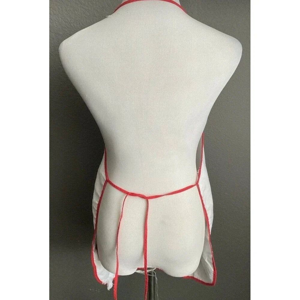 Vintage Grandmas Feeding Apron Novelty Baby Shower Gag Gift White Red Blue